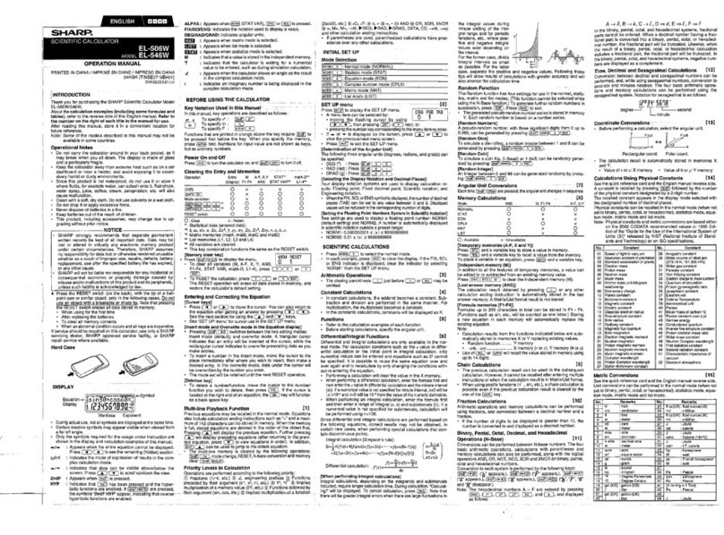Sharp EL-506W User manual