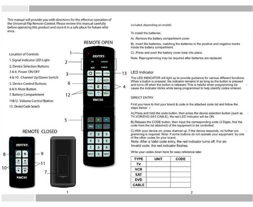 Sentry RMC30 instruction manual
