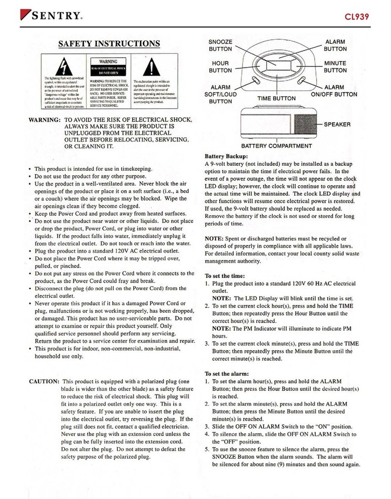 Sentry CL939 User manual