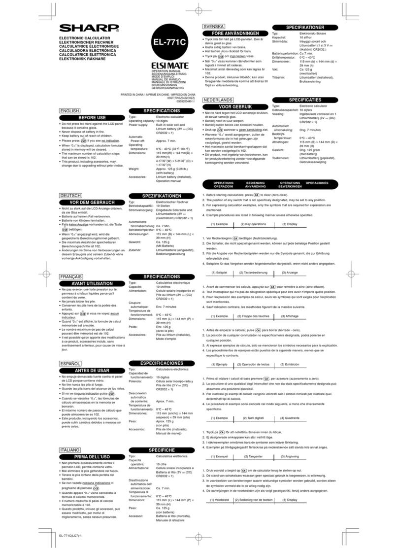 Sharp ELSIMATE EL-771C Operation manual