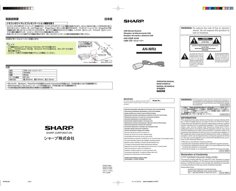 Sharp AN-MR2 User manual Sharp AN-MR2 User manual