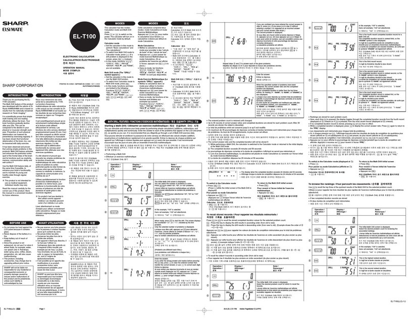 Sharp EL-T100 User manual