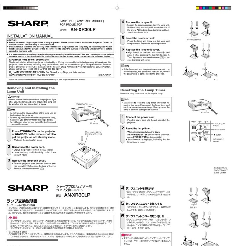 Sharp AN-XR30LP installation manual