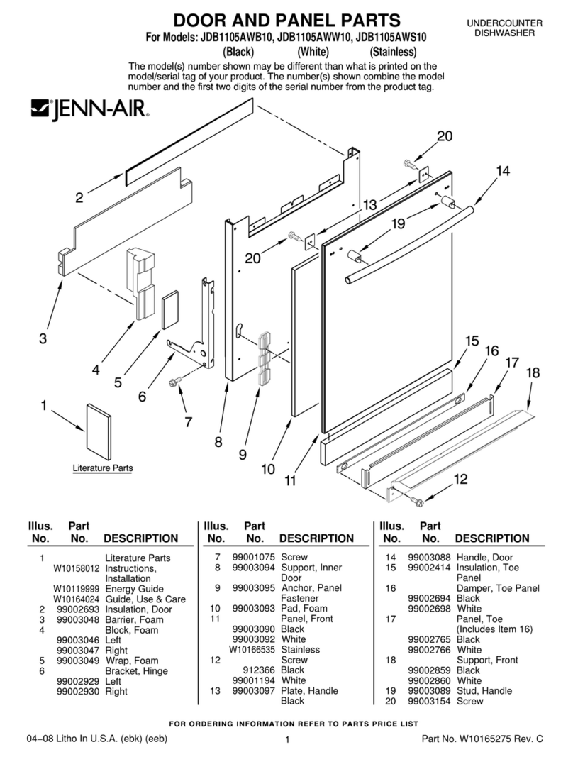 Jenn-Air JDB1105AWB10 parts list