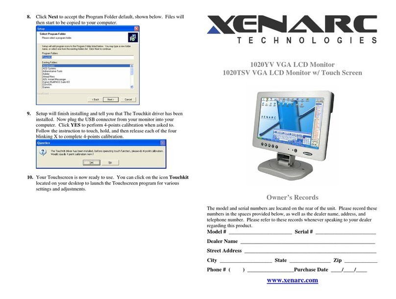 Xenarc 1020TSV User manual Xenarc 1020TSV User manual