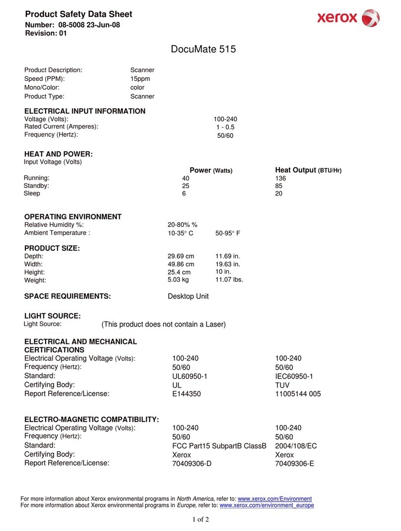 Xerox DocuMate 515 Product safety data sheet
