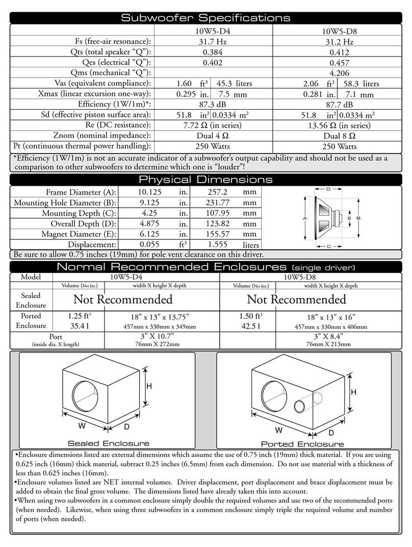 JL Audio 10W5-D4 Speci?cations manual