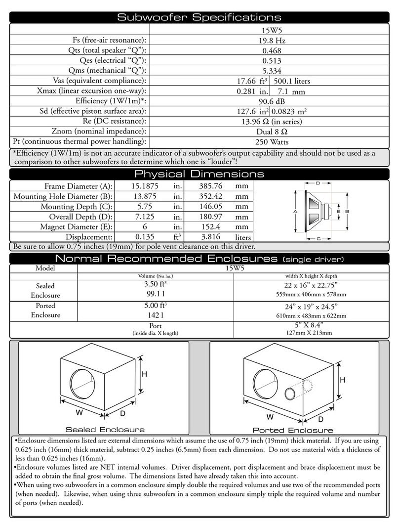 JL Audio 15W5 Speci?cations User manual