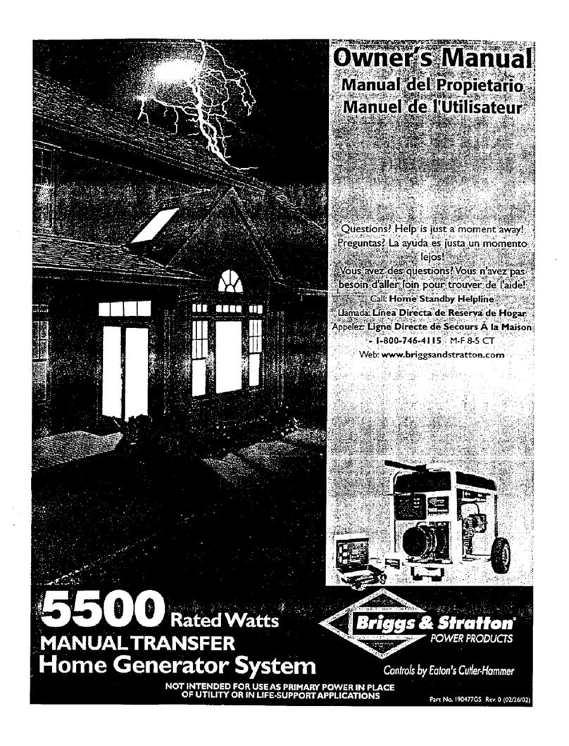 Briggs & Stratton Generator User manual Briggs & Stratton Generator User manual
