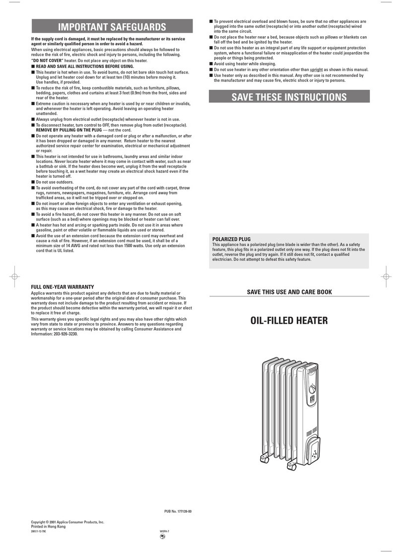 Applica WOFH-7 Installation instructions