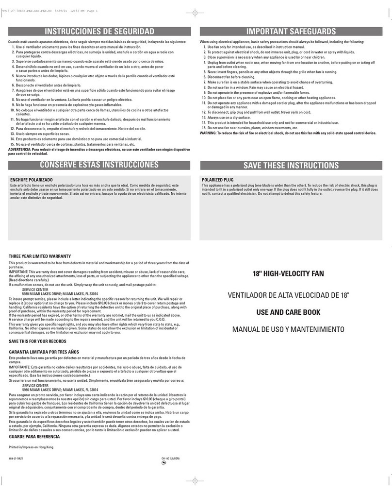 Windmere CH-18C Installation instructions