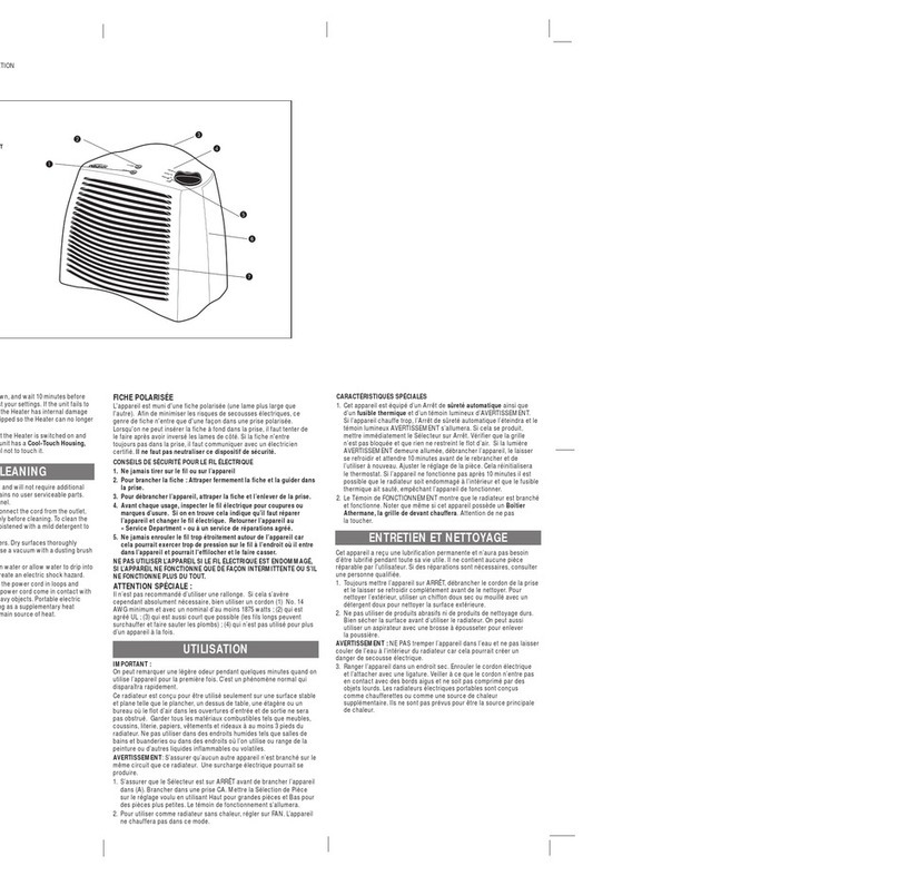 Applica Magna-Heat WHF10 Use and care book