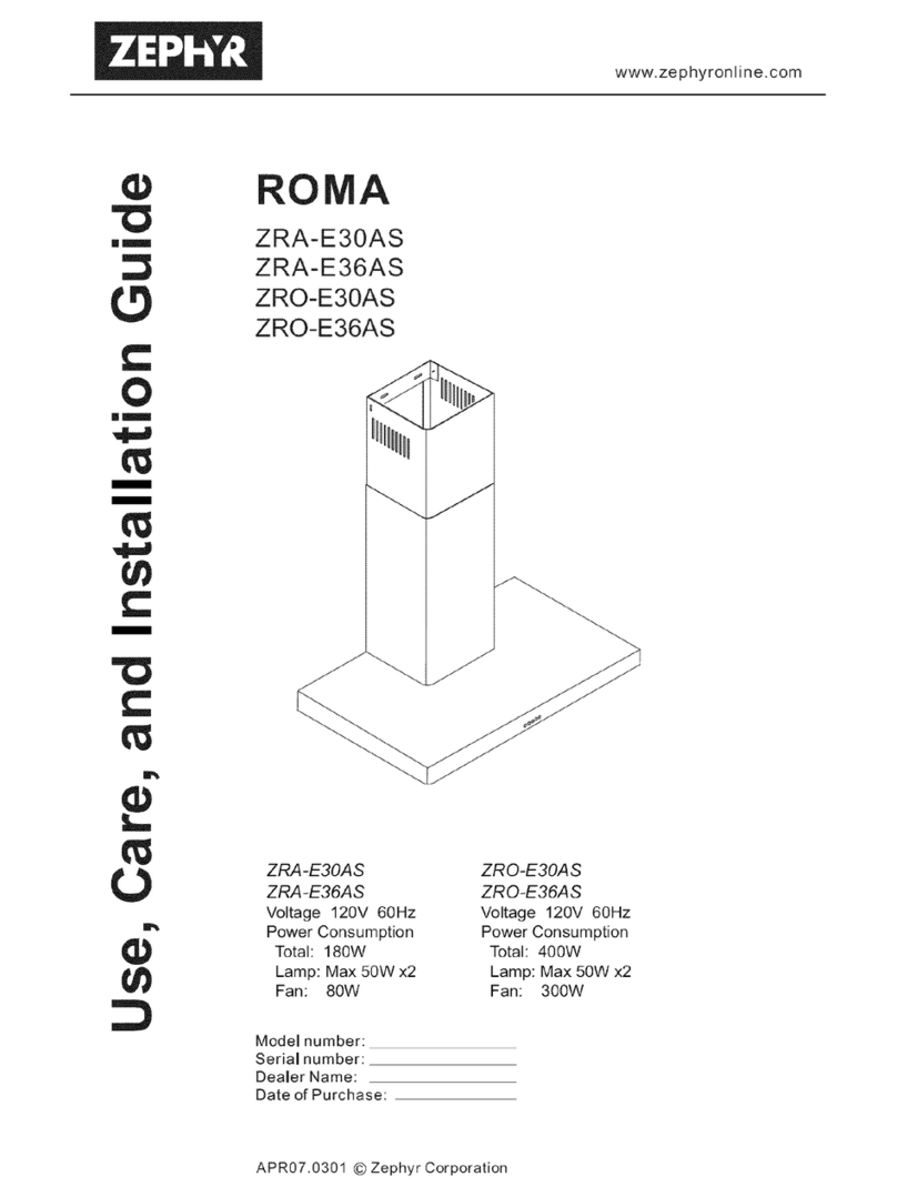 Zephyr Roma ZRO-E36AS Use Installation guide
