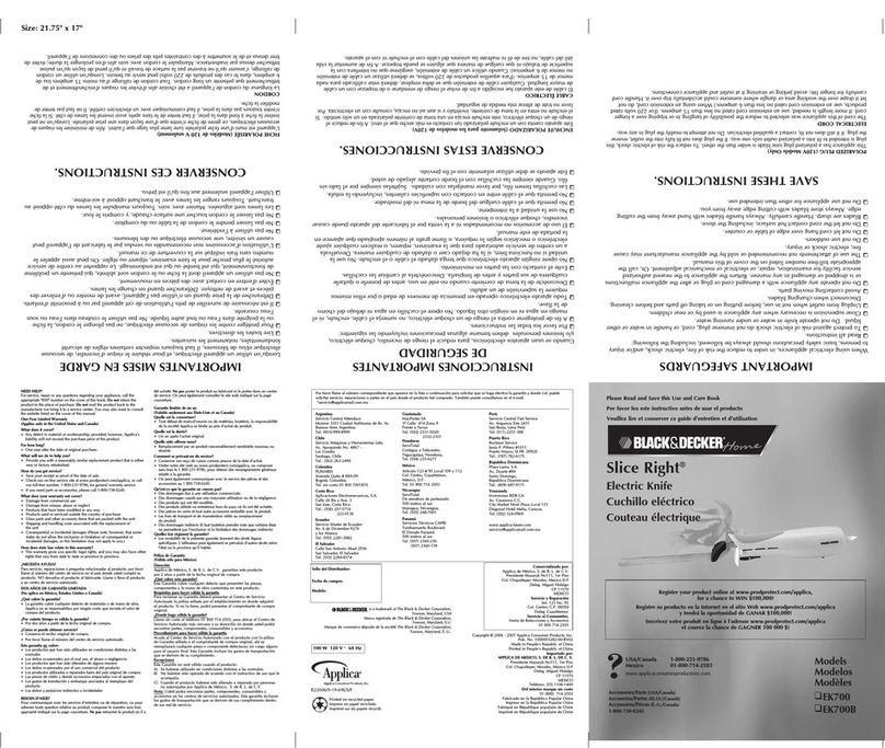 Black & Decker Slice Right EK700 Installation instructions
