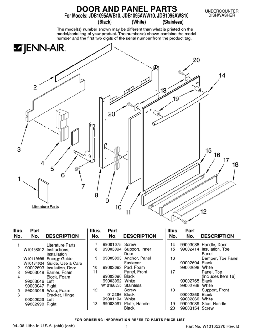 Jenn-Air JDB1095AWB10 parts list