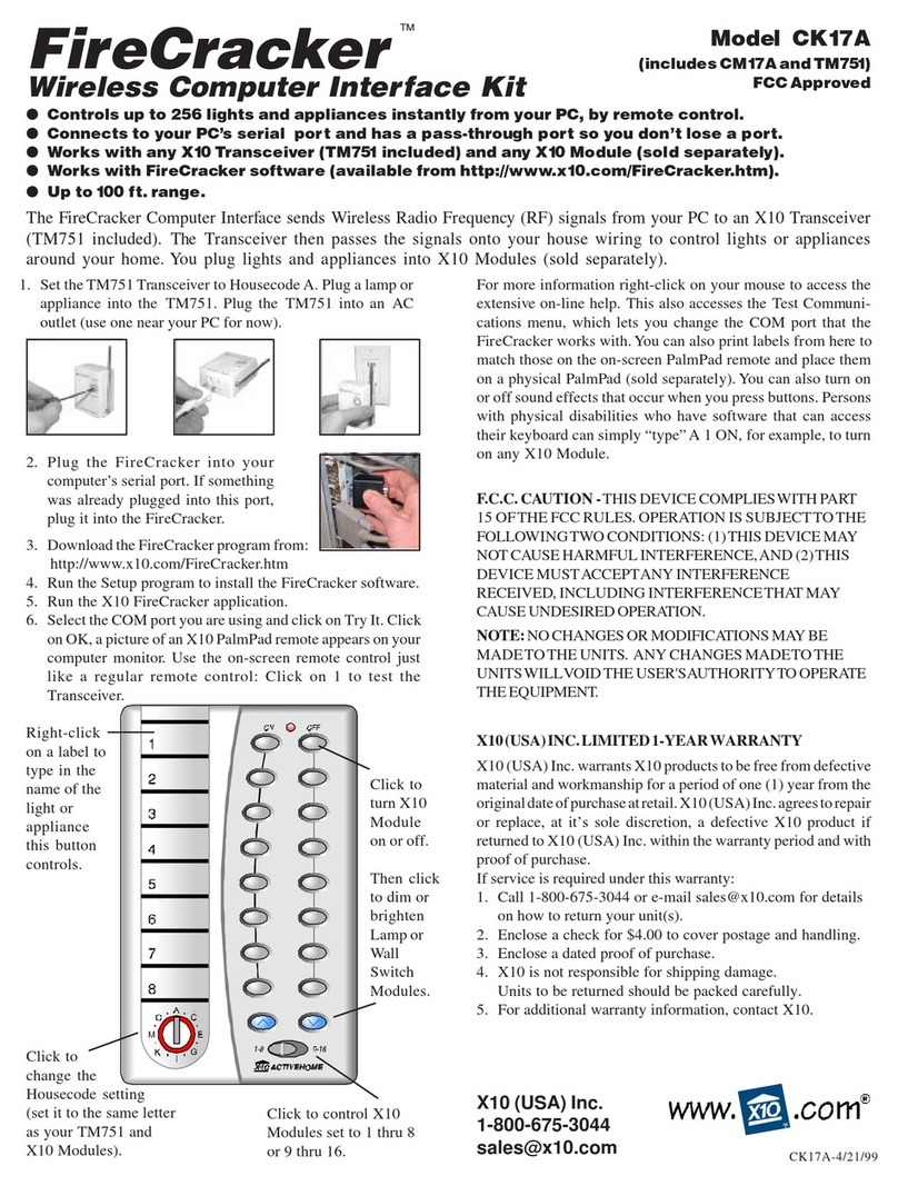 X10 FireCracker CK17A User manual