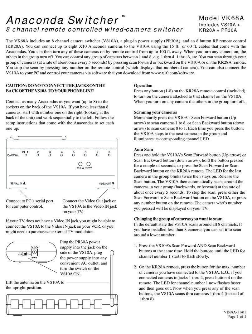 X10 Anaconda Switcher VK68A User manual