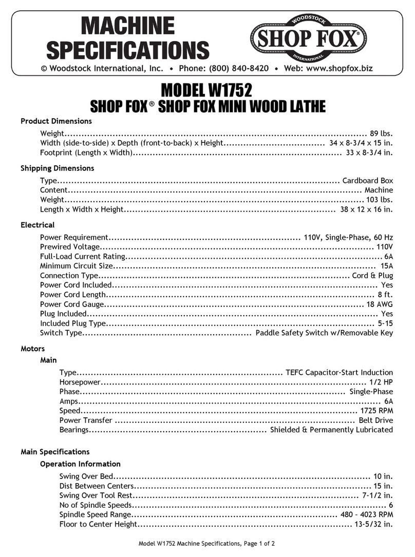 Woodstock SHOP FOX W1752 s Specifications