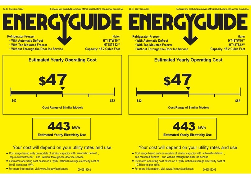 Haier HT18TW10SW Energy guide