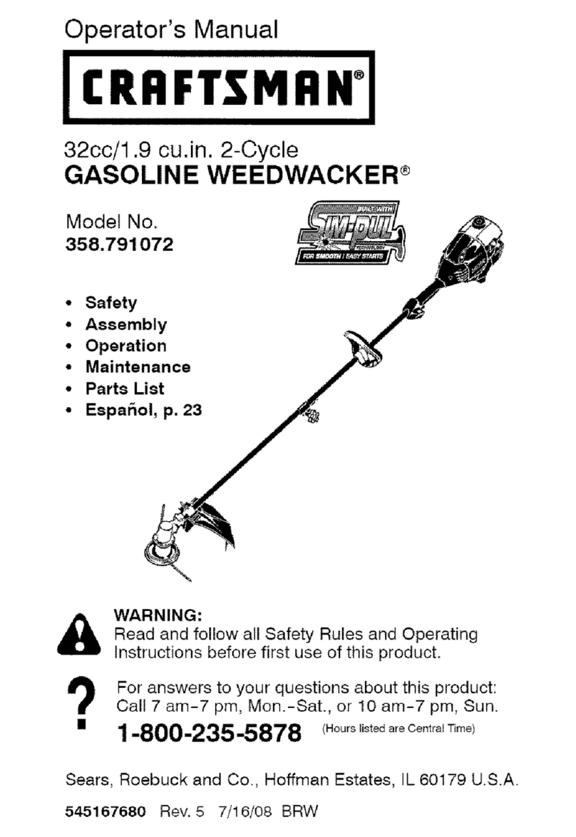 Craftsman WEEDWACKER 358.791072 Operator's manual