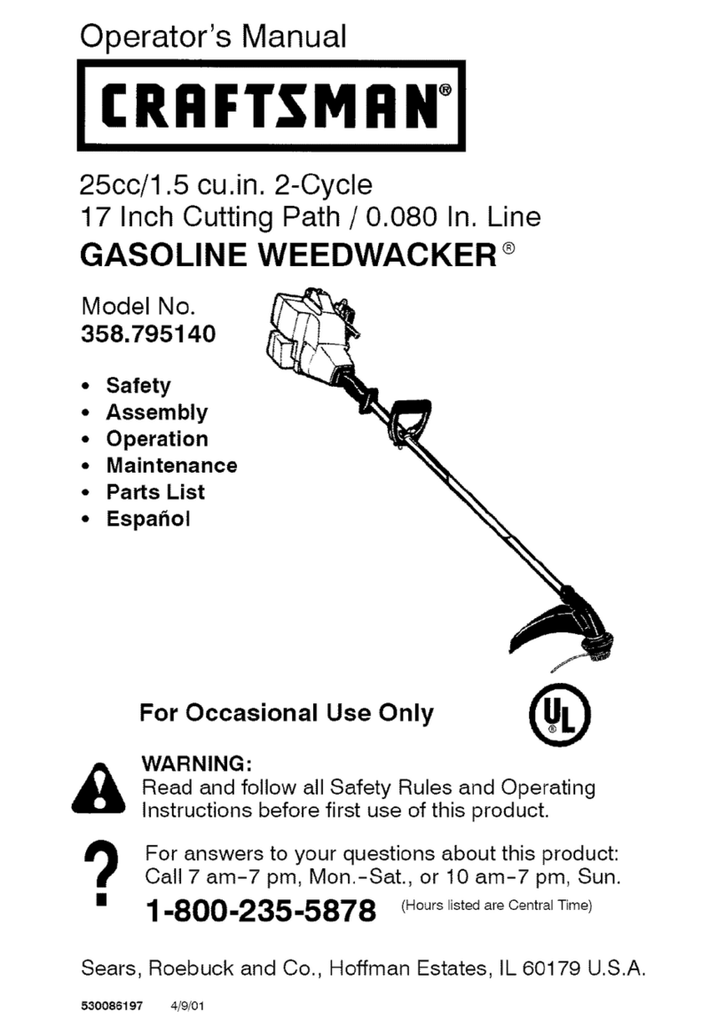 Craftsman Weedwacker 358.795140 Operator's manual