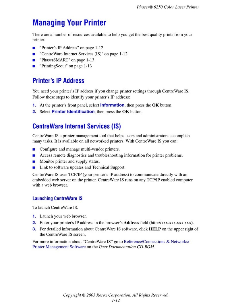 Xerox PHASER 6250 Programming manual