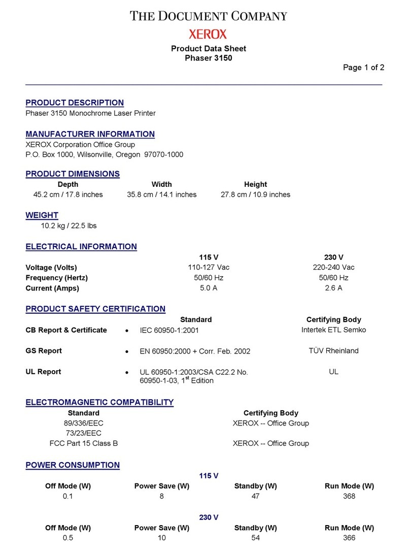Xerox 3150 - Phaser B/W Laser Printer Operational manual