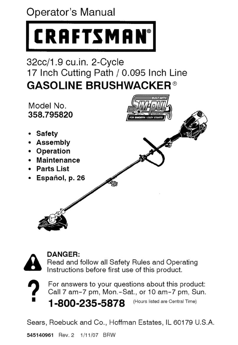 Craftsman BRUSHWACKER 358.795820 Operator's manual
