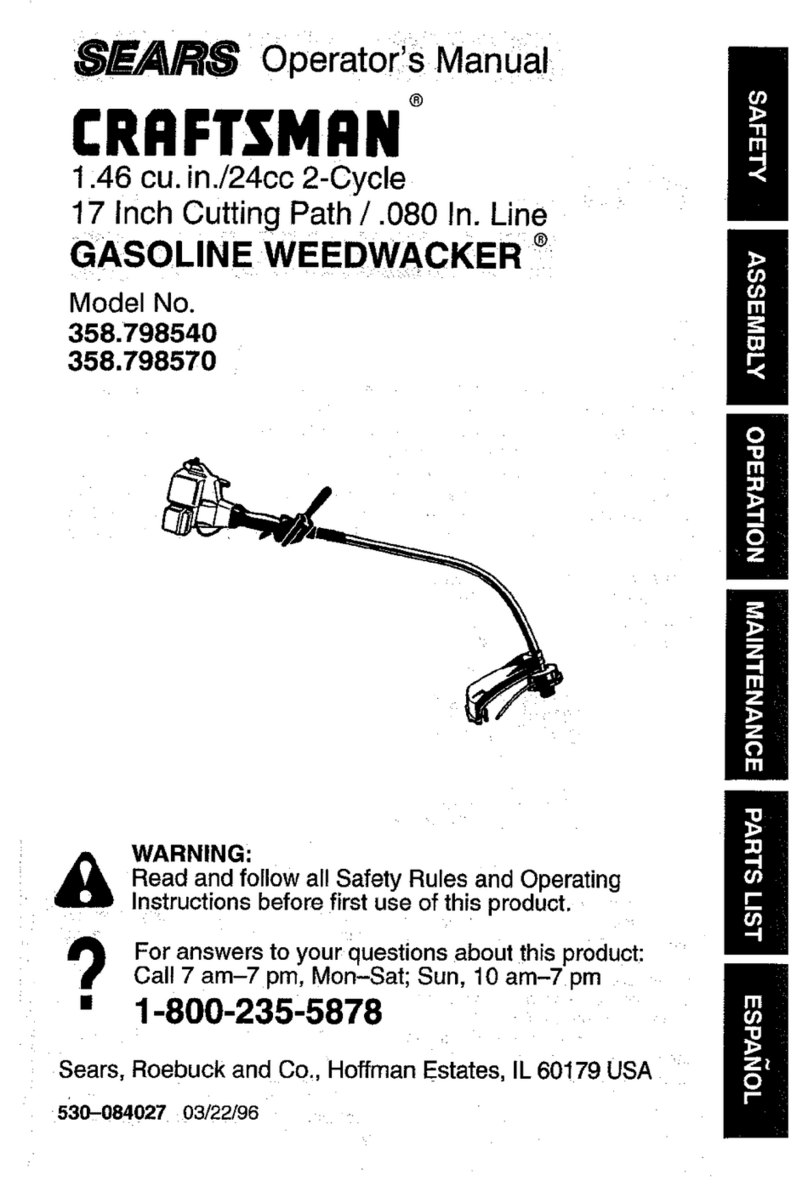 Craftsman WEEDWACKER 358.798540 Operator's manual Craftsman WEEDWACKER 358.798540 Operator's manual