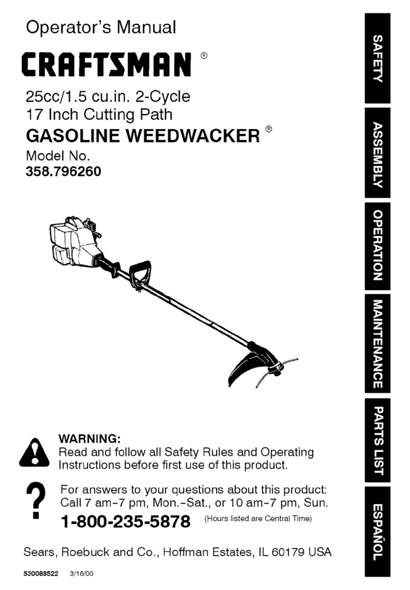Craftsman WEEDWACKER 358.796260 Operator's manual