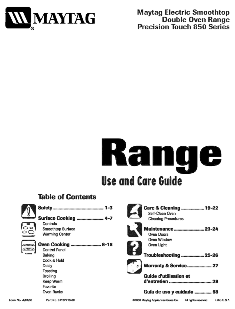 Maytag Precision Touch 850 Series User manual