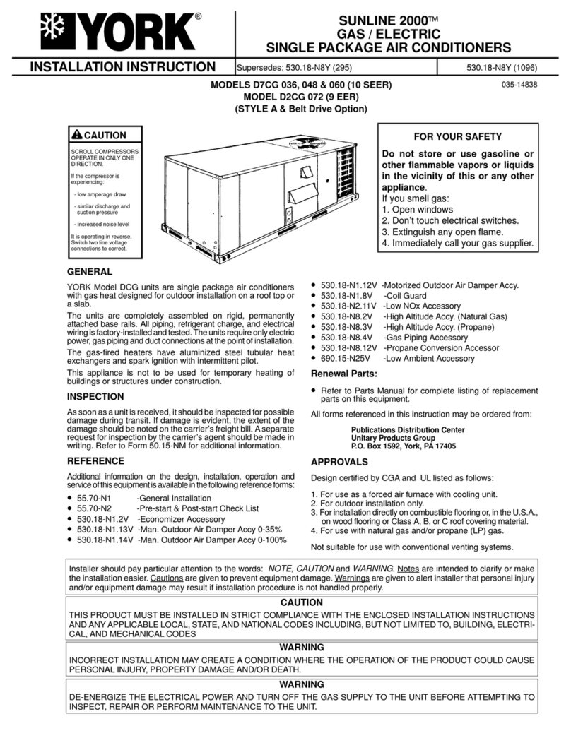 York SUNLINE 2000 D2CG 072 User manual