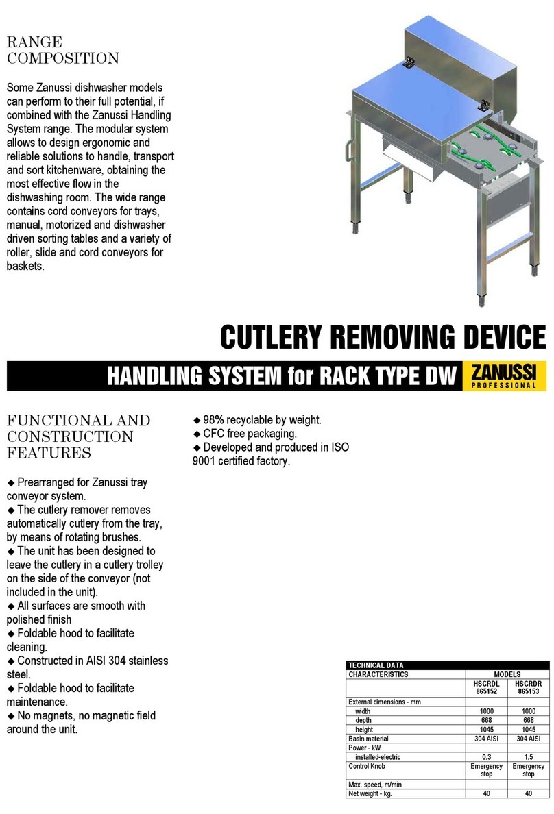 Zanussi HANDLING SYSTEM for RACK TYPE DW Specifications Zanussi HANDLING SYSTEM for RACK TYPE DW Specifications