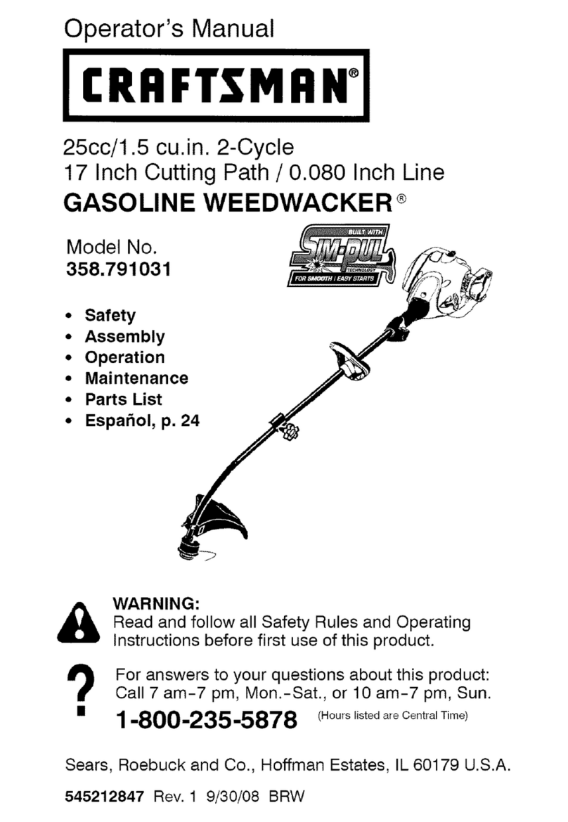 Craftsman GASOLINE WEEDWACKER 358.791031 User manual