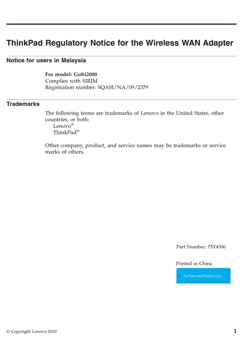 Lenovo Thinkpad edge 13 Notice