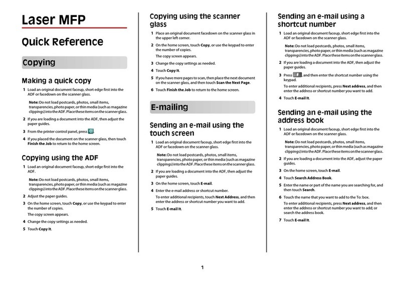 Lexmark X860 quick reference