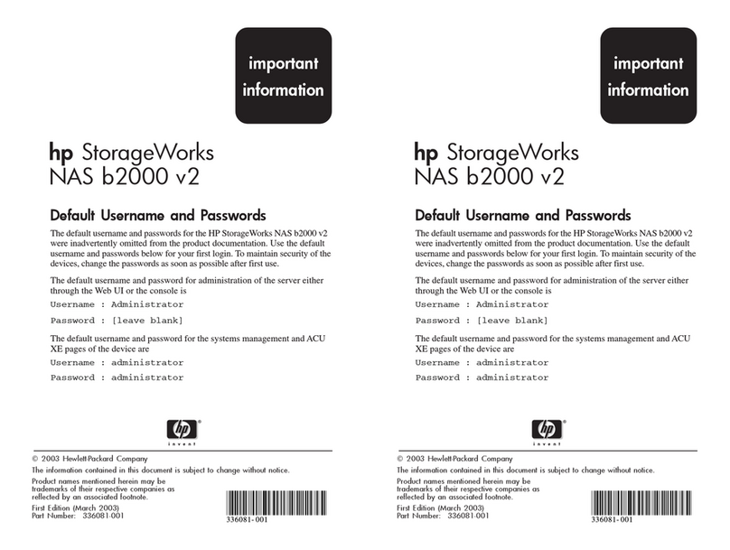 HP StorageWorks NAS b2000 - v2 Important information HP StorageWorks NAS b2000 - v2 Important information