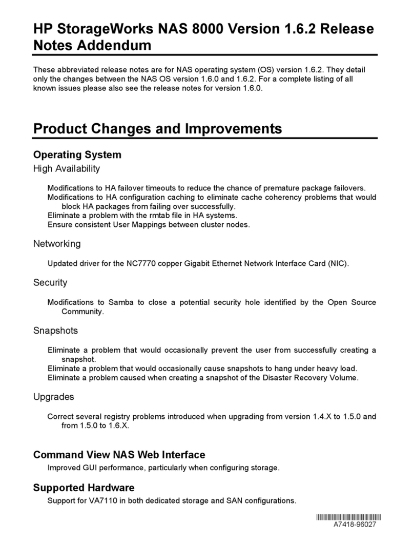 HP StorageWorks NAS 8000 - Version 1.6.X release note