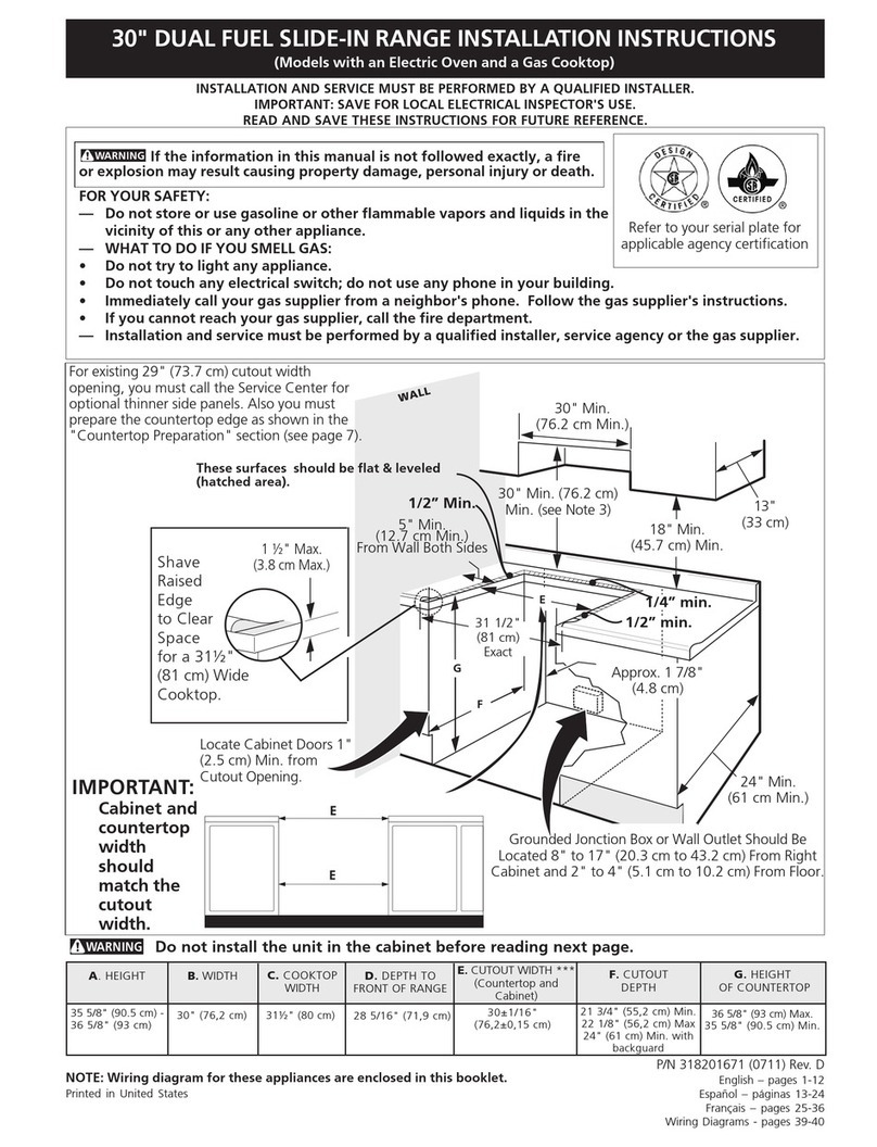 Frigidaire GLCS389FQ - Slide-In Dual Fuel Range User manual