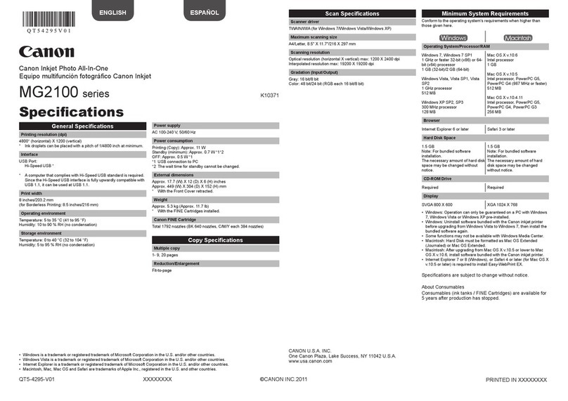 Canon MG2100 Series User manual Canon MG2100 Series User manual