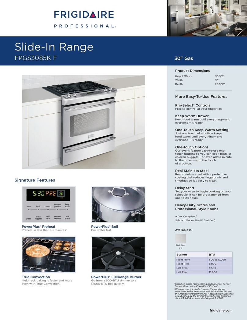 Frigidaire FPGS3085KF - 30' Gas Slide-In Range-professional... Installation instructions