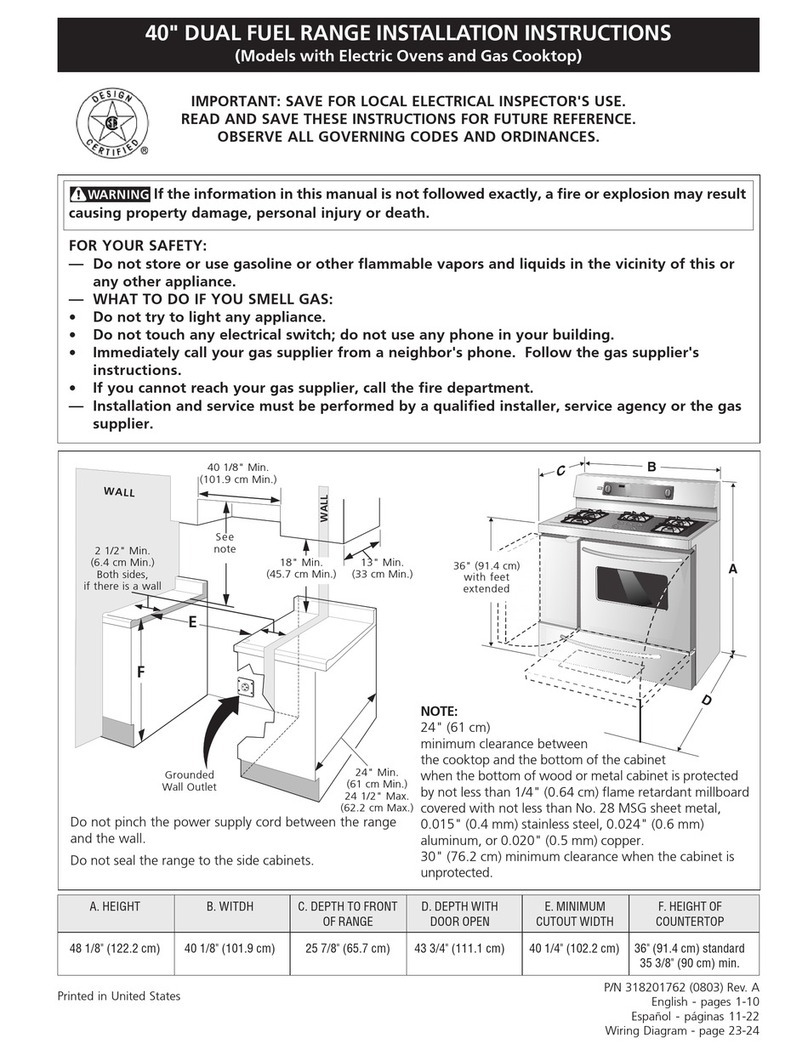 Frigidaire PLCF489GC - 40 Inch Dual Fuel Range User manual