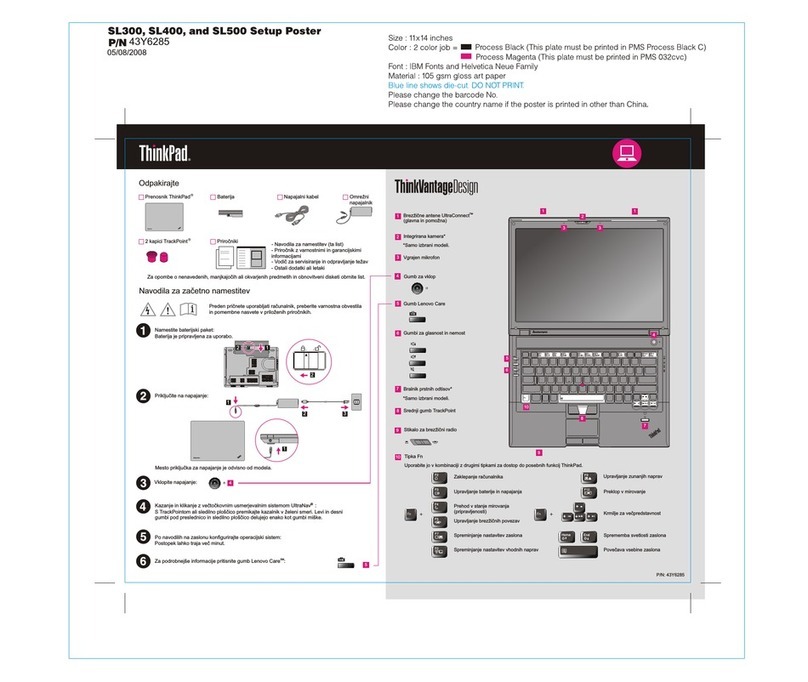 Lenovo ThinkPad SL500 Setup guide