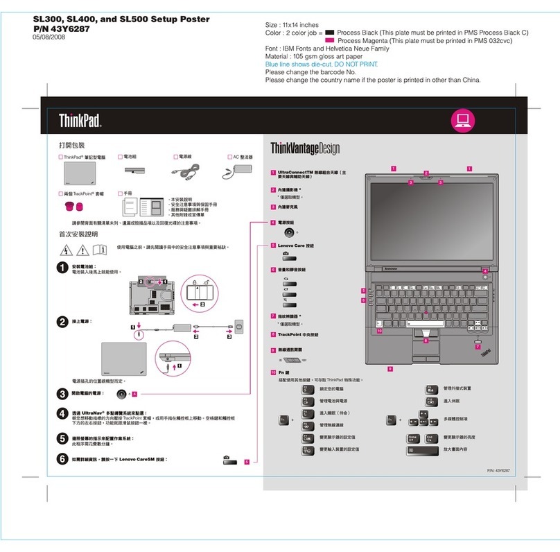 Lenovo ThinkPad SL500 Setup guide