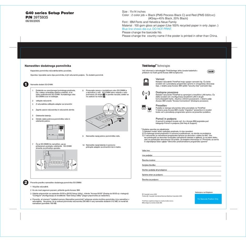 Lenovo ThinkPad G40 Series User manual