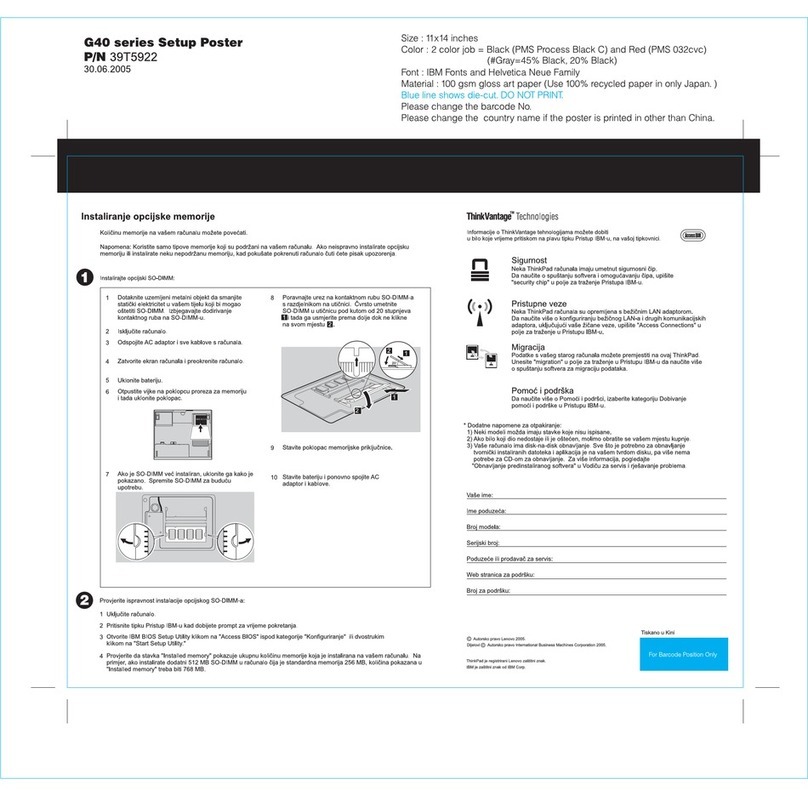 Lenovo ThinkPad G40 Series User manual