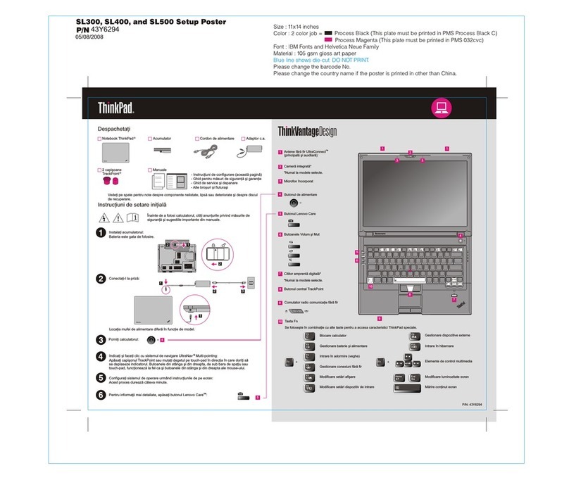 Lenovo ThinkPad SL500 Setup guide
