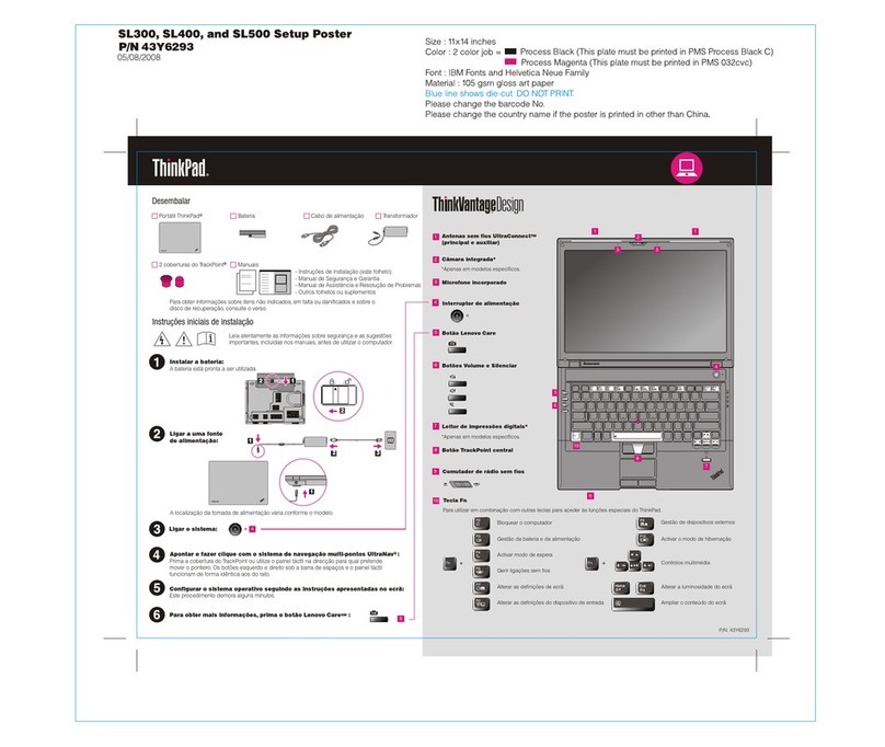 Lenovo ThinkPad SL500 Setup guide