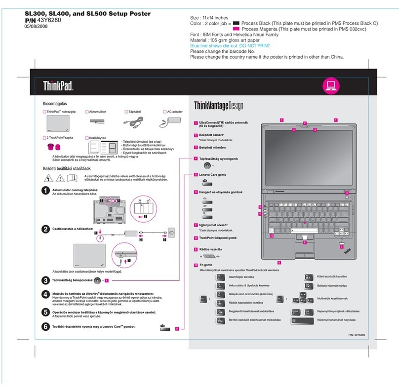Lenovo ThinkPad SL500 User manual Lenovo ThinkPad SL500 User manual