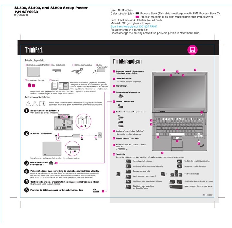 Lenovo ThinkPad SL500 Setup guide
